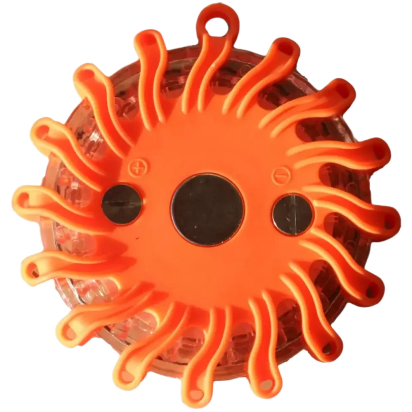 Magnetické výstražné puky 16 LED nabíjecí oranžové - zadní strana s magnetem