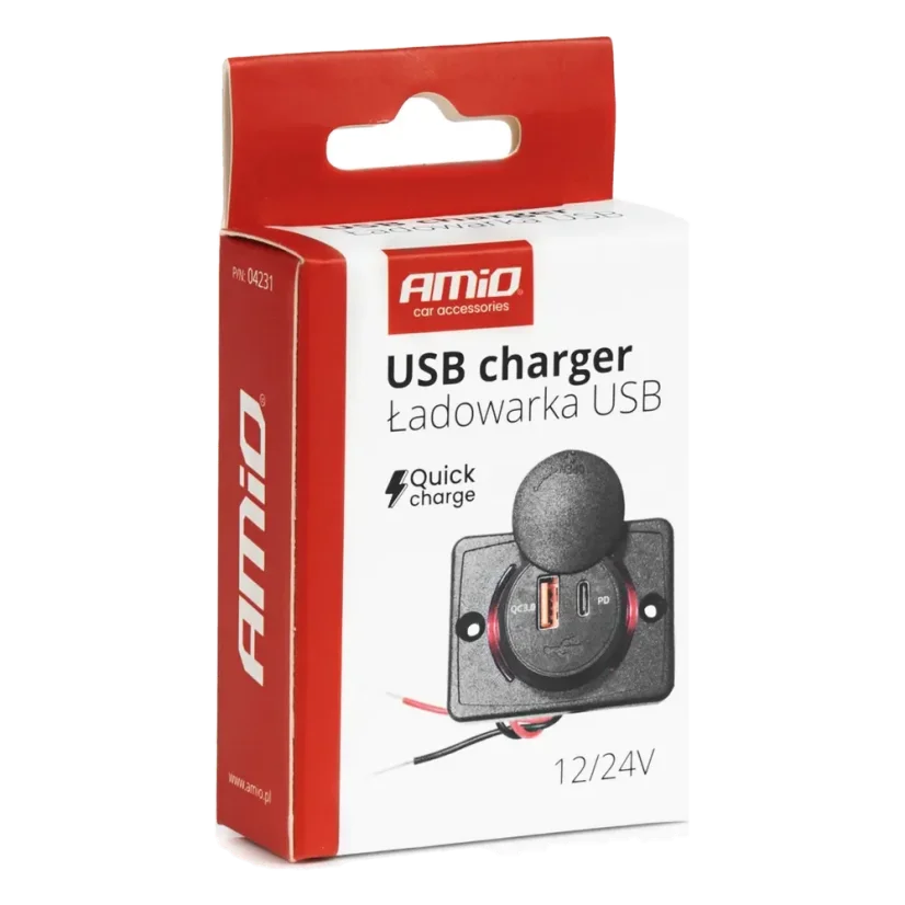 Nabíječka do auta USB-A QC3.0 + USB-C PD 12/24V – pohled 4