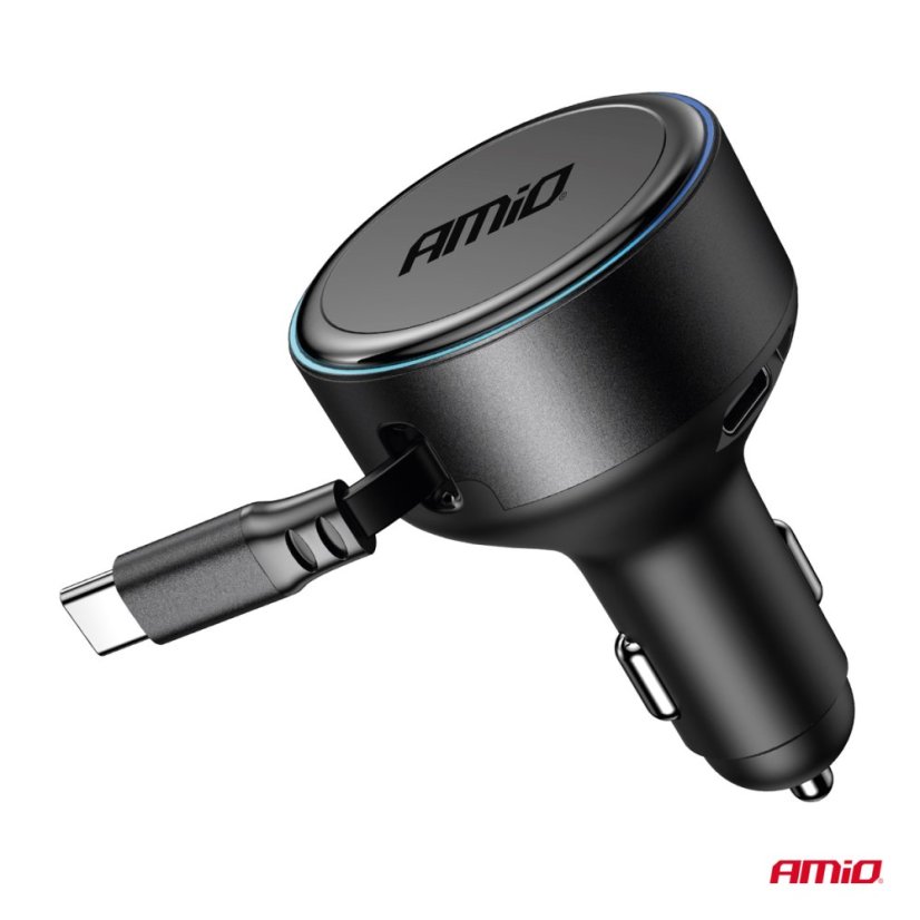 Nabíječka do auta USB-C 60W s navíjením kabelu, 12/24 V