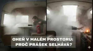 Takhle vypadá realita použití práškového hasičáku v uzavřeném prostoru: nulová viditelnost, panika a všudypřítomný jemný prášek, který zničí elektroniku i interiér. Neriskujte v karavanu nebo na lodi. Přečtěte si, proč je aerosolový hasicí přístroj FSS 100 čistou, bezpečnou a efektivní alternativou, která nezpůsobí druhotné škody. Takhle vypadá realita použití práškového hasičáku v uzavřeném prostoru: nulová viditelnost, panika a všudypřítomný jemný prášek, který zničí elektroniku i interiér. Neriskujte v karavanu nebo na lodi. Přečtěte si, proč je aerosolový hasicí přístroj FSS 100 čistou, bezpečnou a efektivní alternativou, která nezpůsobí druhotné škody.
