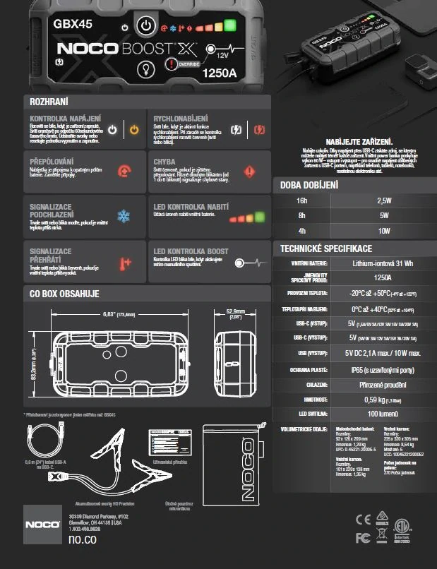 Startovací zdroj NOCO GBX45 1250A 12V