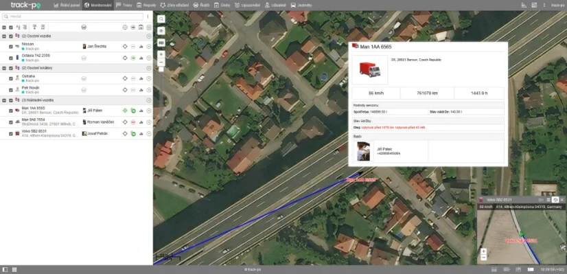 Automatické stahování a vyhodnocování tachografů a karet řidičů, sledování vozidel