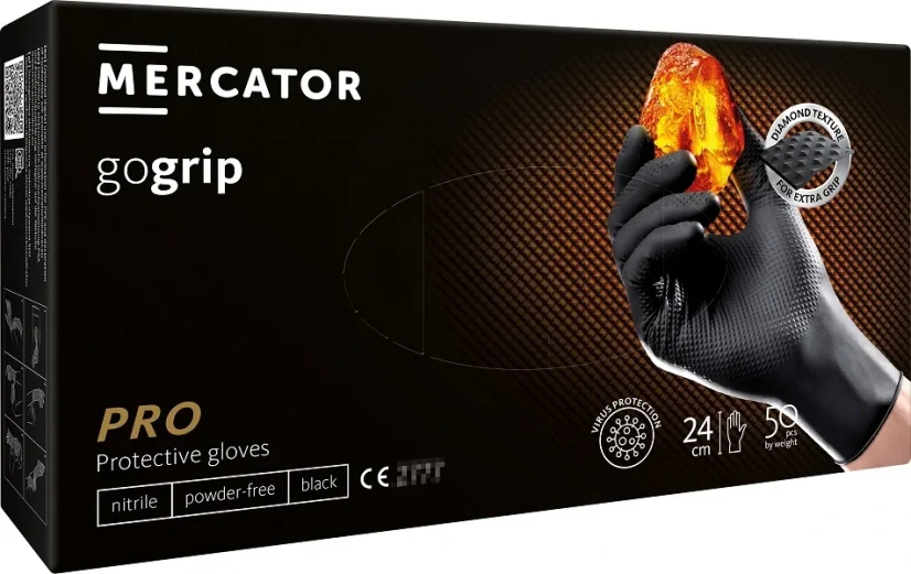 Rukavice nitrilové Mercator GoGrip PRO - bal 50 ks - vel. XL